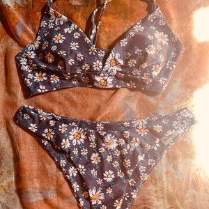 Floral Lace Up Bikini